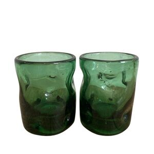 Blenko Vintage Dimpled Art Small Whisky Water Glass Green